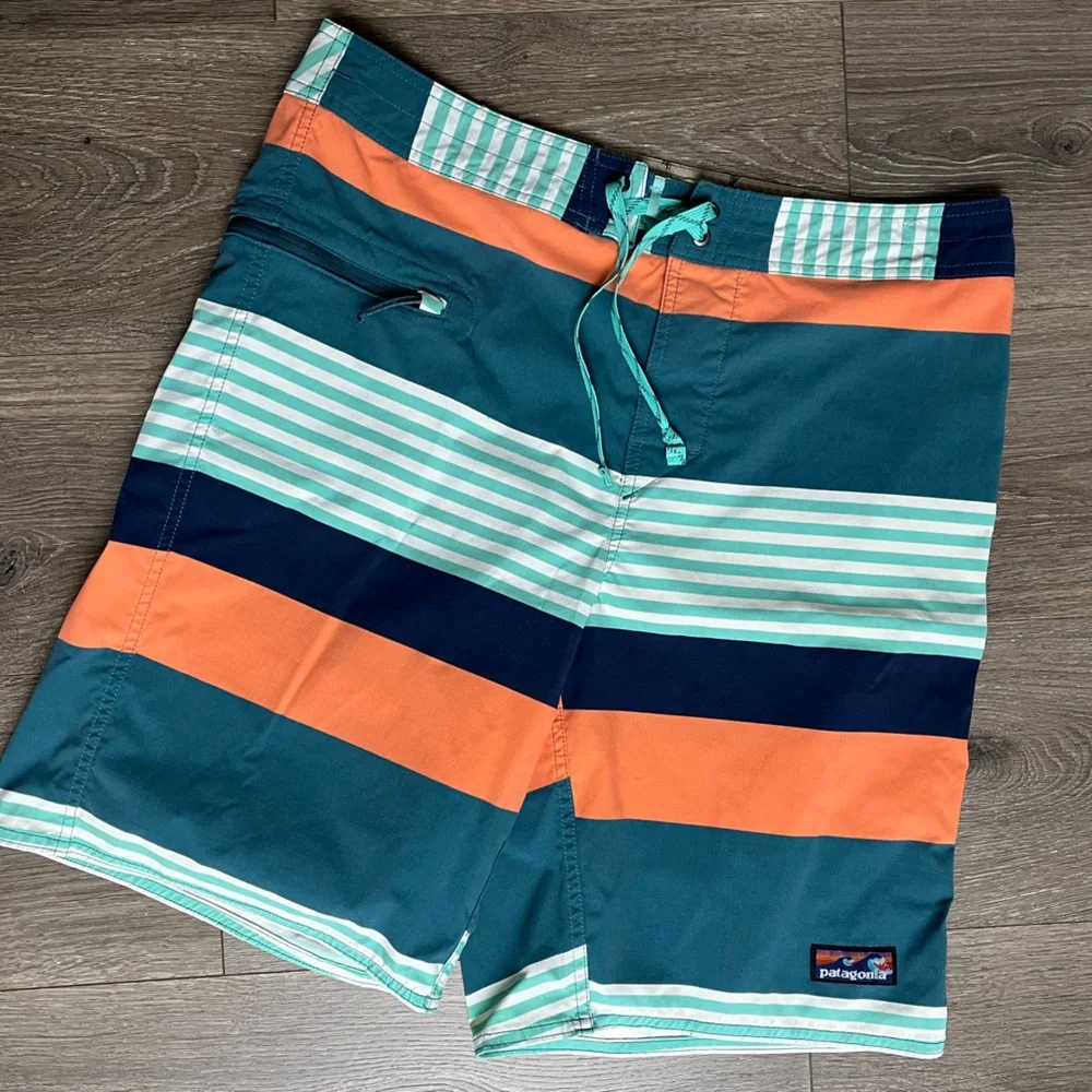 Patagonia Men’s Striped Hydrolock Board Shorts 19” Size 34 - NWOT